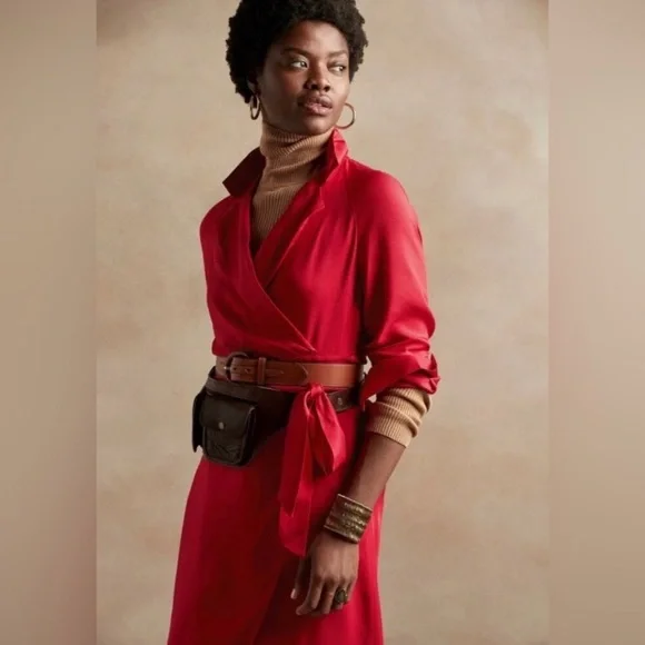 NWT! Banana Republic Red Sunset Blazer Wrap Dress - Multiple Sizes 💛 - Picture 2 of 6